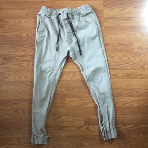 Light khaki joggers from forever 21. Zippers at the end of pants (listing photo)